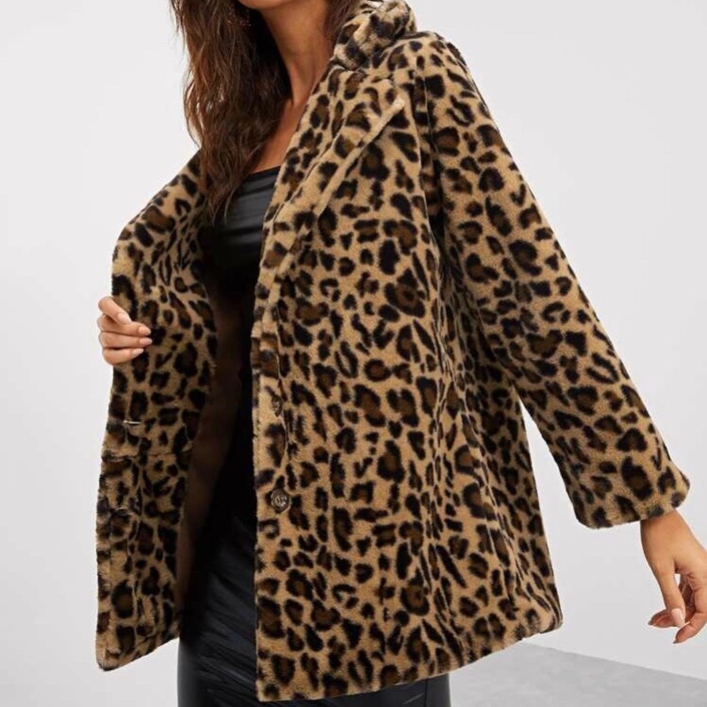 Leopard Print Teddy Coat (S)